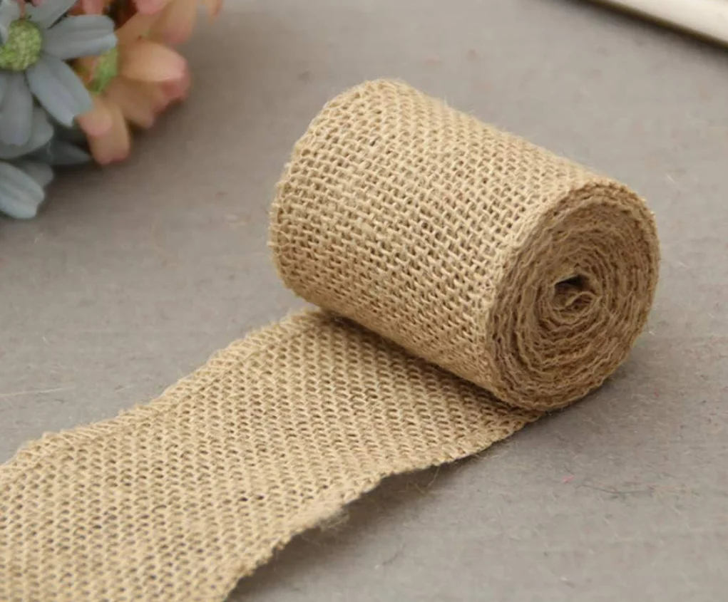 Bulk Quality Pure 100% Eco Friendly Tree Wrap Tape Jute Burlap Hessian Fabric Wholesale Linen Fabrics Printed original jute.