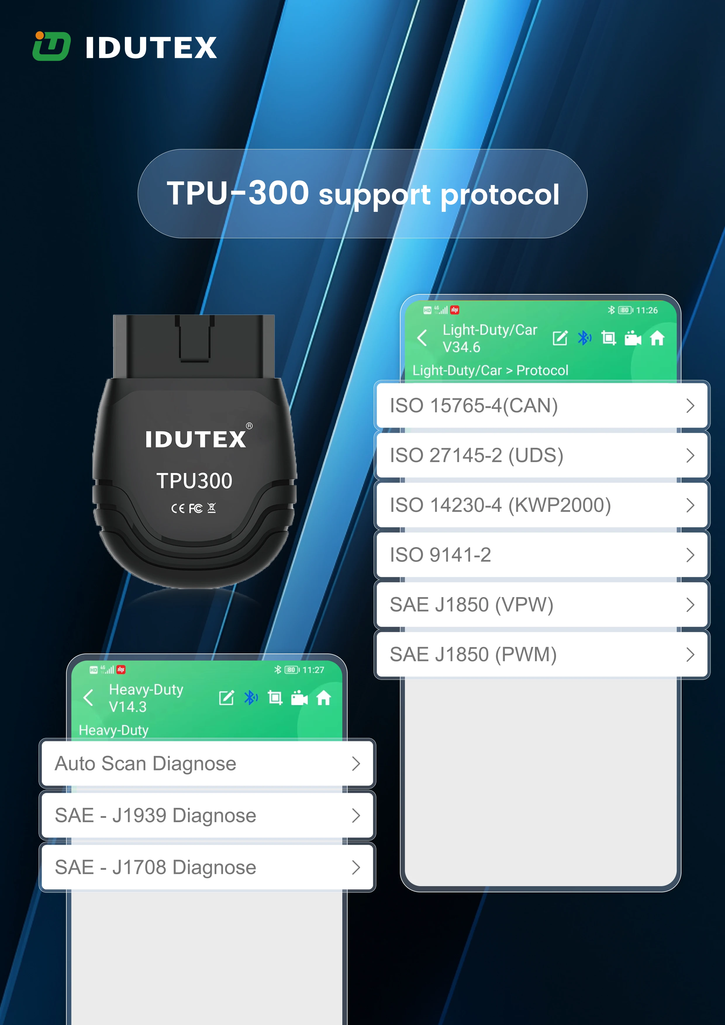 Idutex TPU-300 obd 2 bluetooth scanner all cars