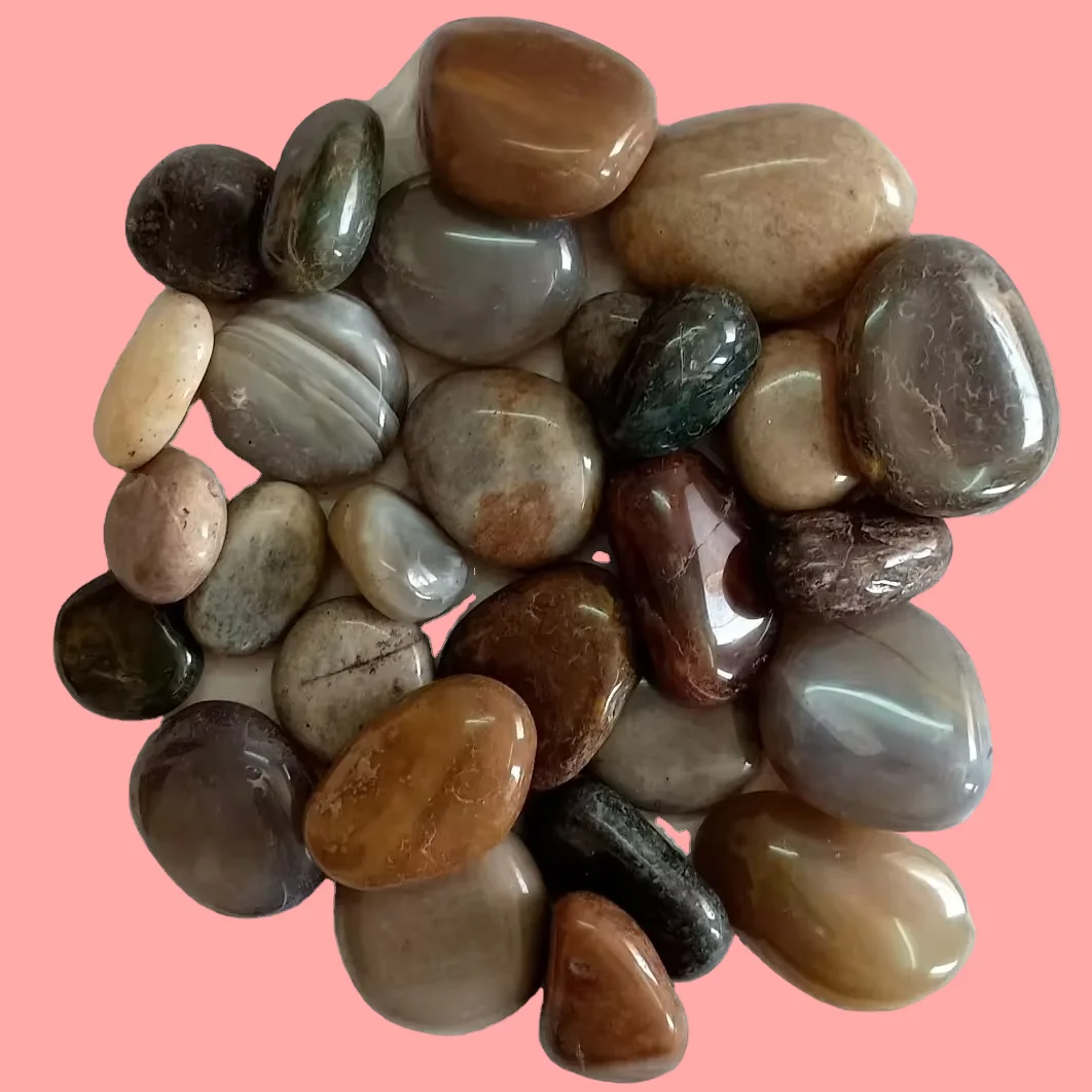 Most Selling Natural Stone Polished Mixed Color Decorative River Stone Pebble for Hoem and Garden Decoration