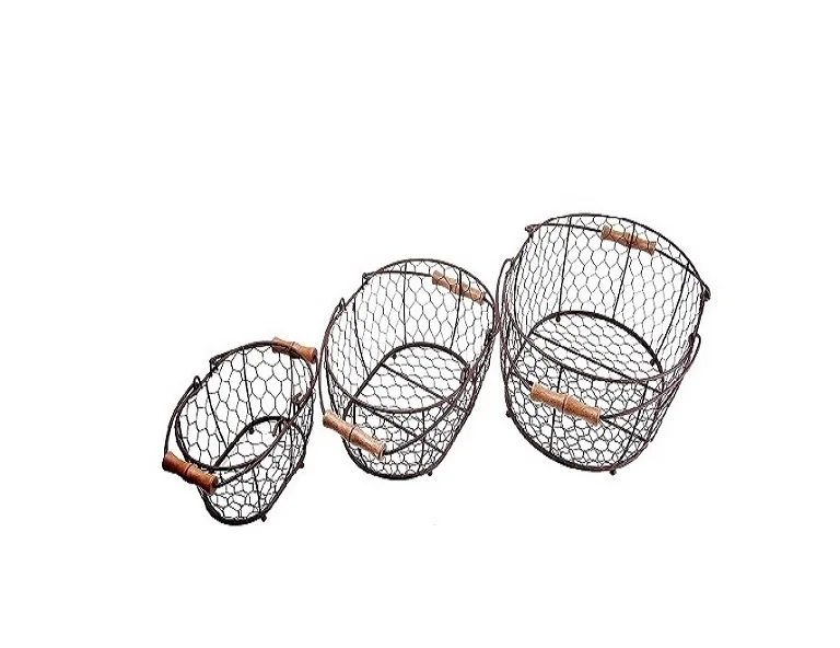Decorative Egg Storage Holder Organizer Metal Chicken Egg Basket with Handle Vegetable and Fruit Storage for Home kitchen Usage