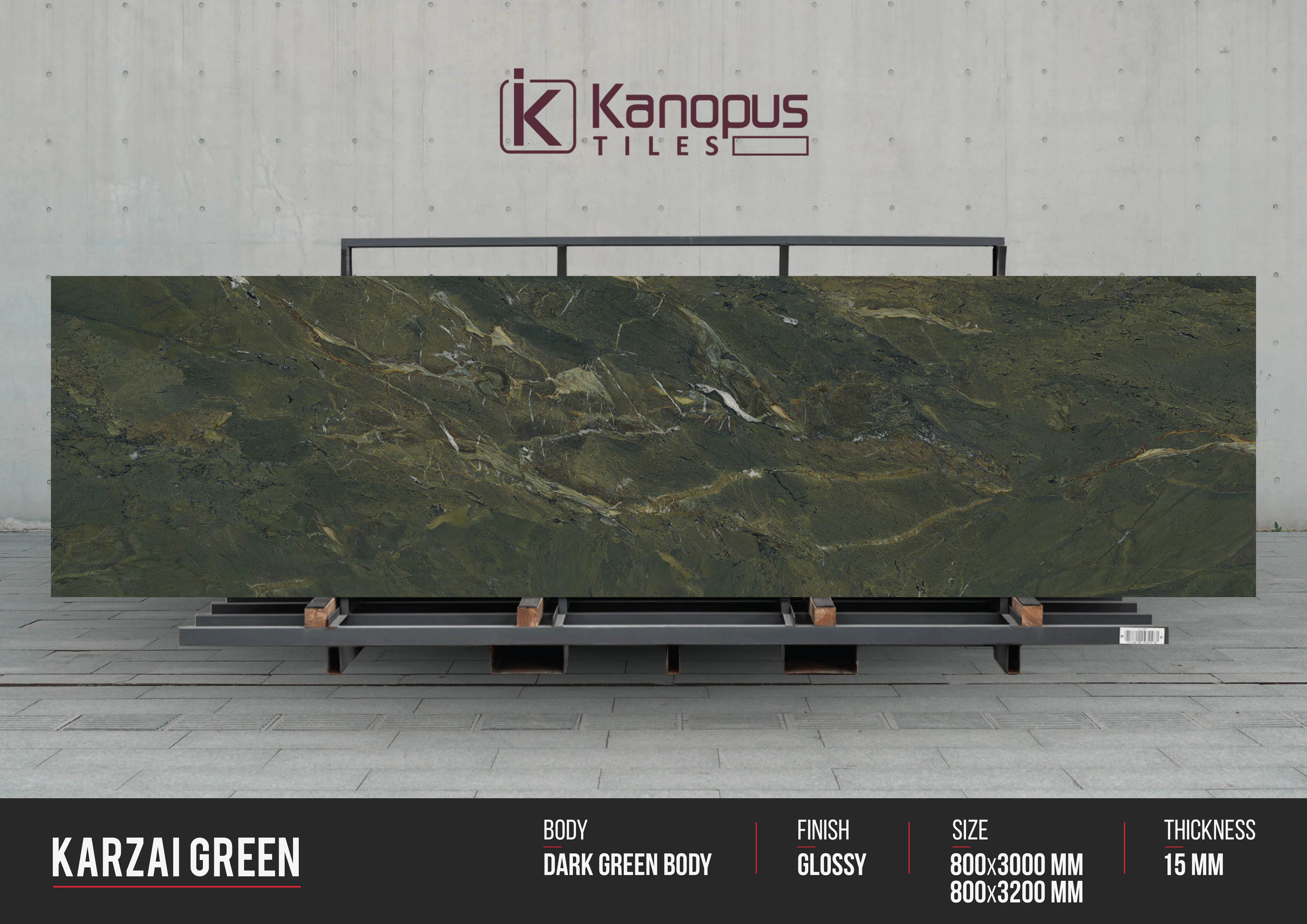 800x3000mm Indian Porcelain Tiles Glossy Surface Digital Glazed Rectified Tiles in Model Laurent Black by Knopus Tiles