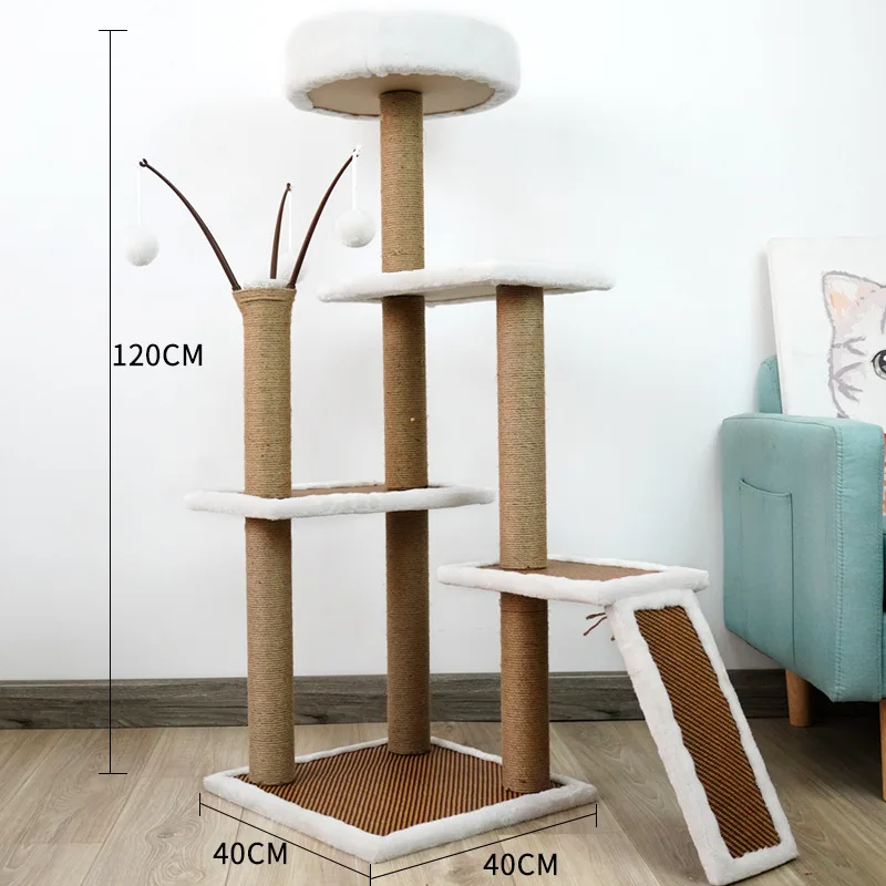 High Quality Manufacturer Plush Cat Tree Customize Large Climbing Frame Scratcher Components Wholesale Wood Cat Tree House Tower