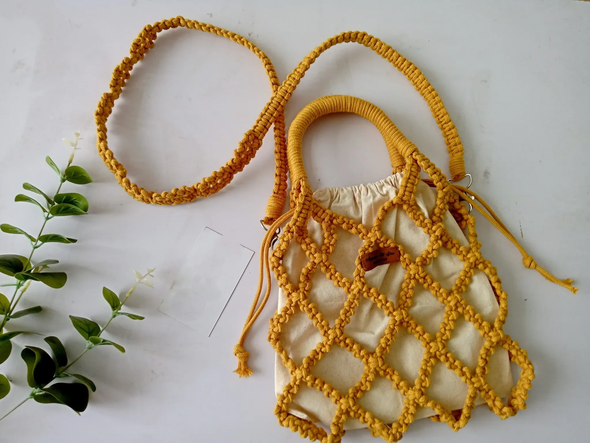 Cheap Price Lovely Colorful Open Weaving Pattern Women Hand Bag Macrame Cotton Tote Bag with Linen Liner