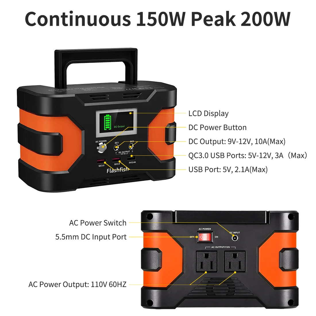 Outdoor 110V 220V solar generator portable power station system 200W 300W 500W solar portable generator