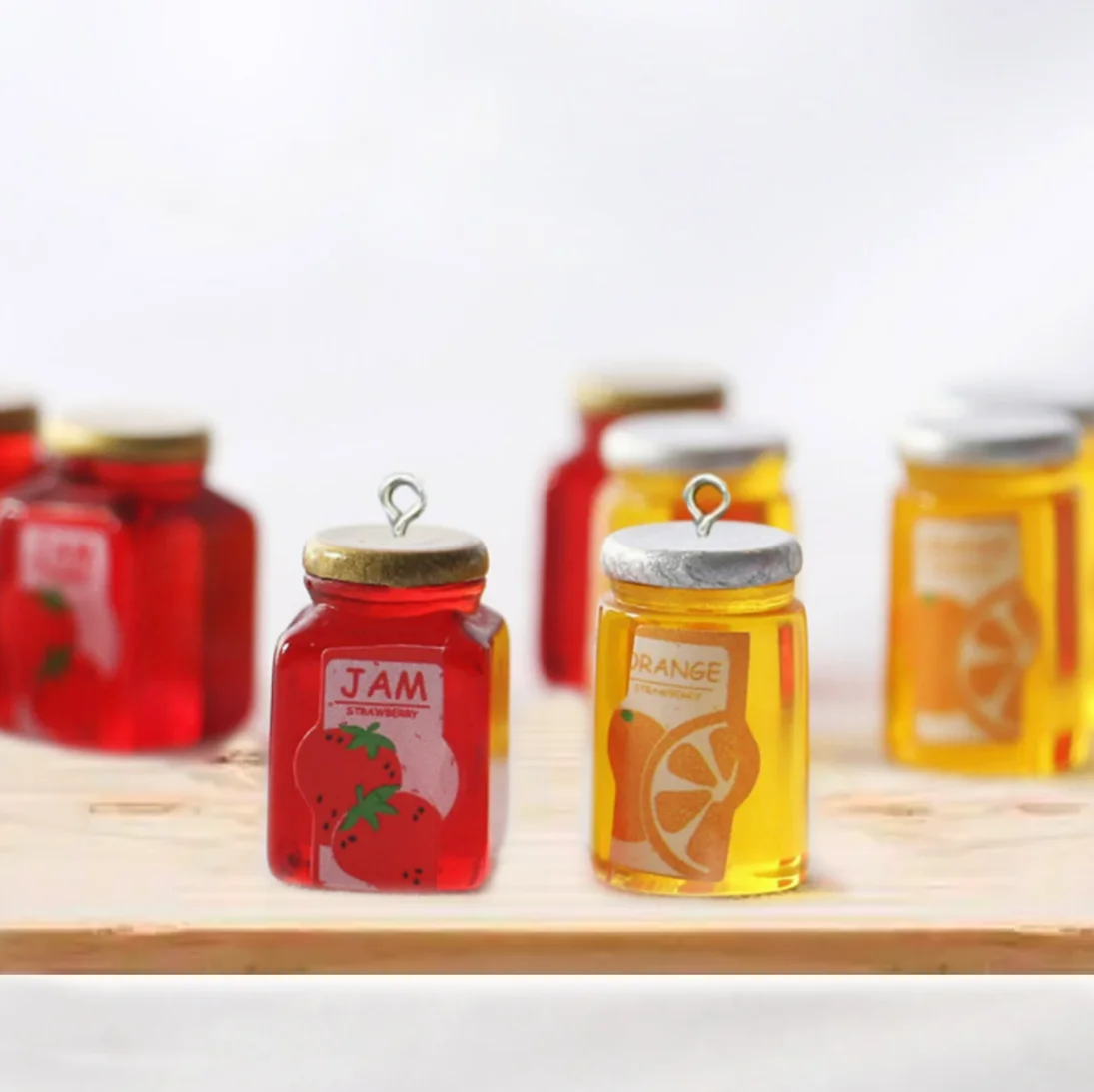 Resin Food Charm Simulation 3D Strawberry Jam Bottle Pendant For Earrings Keychain DIY Crafts Jewelry Making