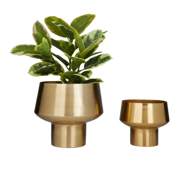 New European Modern Style Planter For Decoration handmade Pedestal tabletop Gold Plated antique Metal Pot and Planter Hot Sale