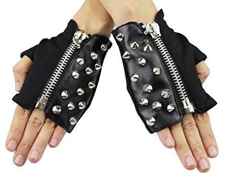 Ladies Gents half finger gloves with studs for fashion & comfort in real leather sheepskin Wear resistant gloves