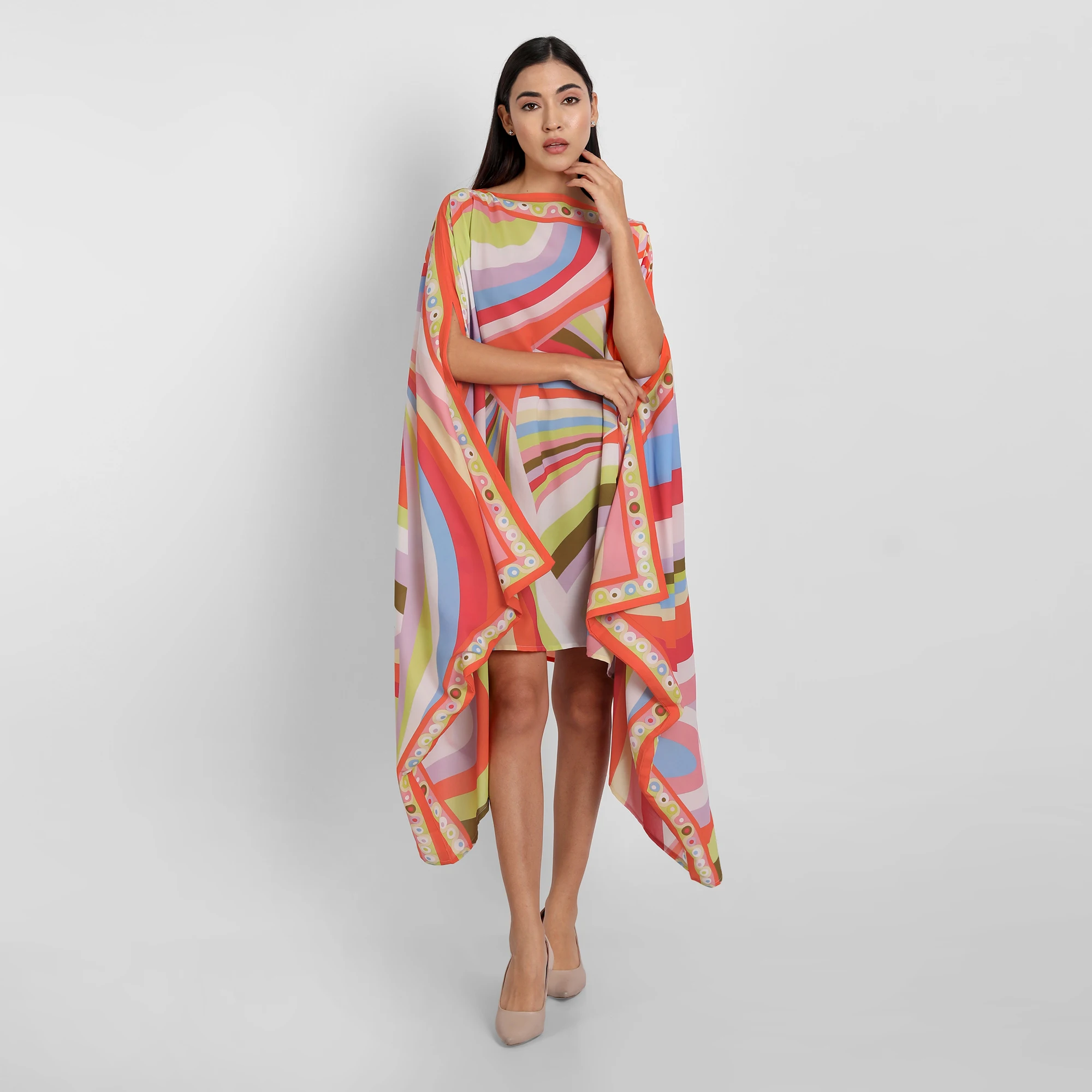 Factory Price Low Cost Modern Fashion Printed Wide Width Length Women Short Kaftan Top Dress