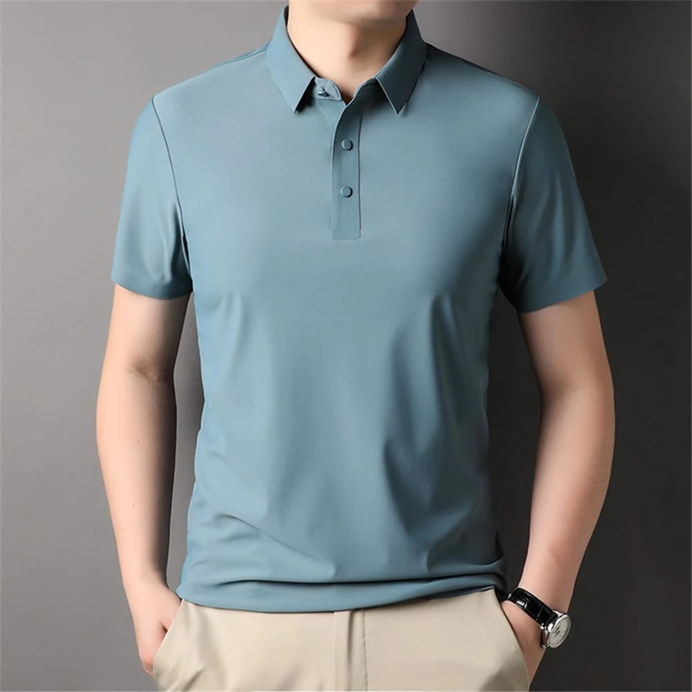 OEM custom high quality embroidered logo t-shirt summer short sleeve quick dry cool seamless golf polo shirt for men