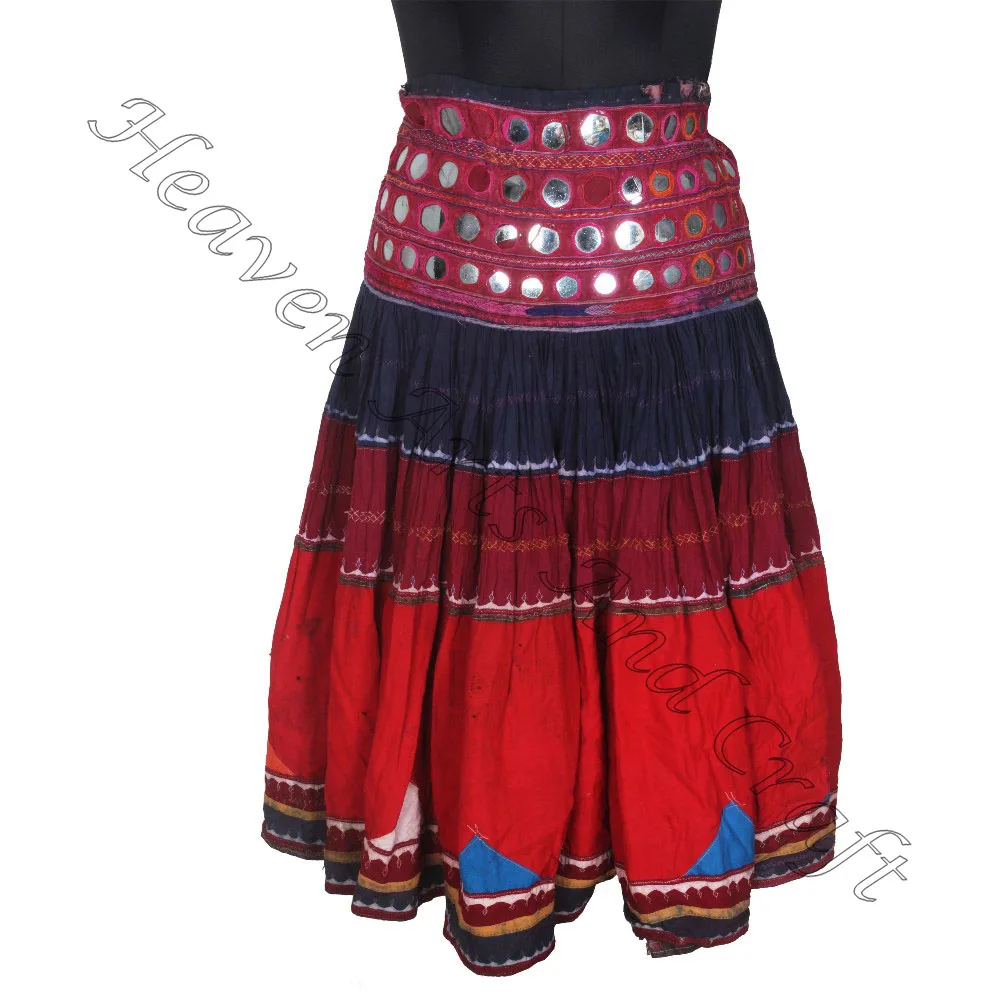 Настоящая Цыганская зеркальная Рабочая длинная юбка ручная вышивка Юбка цыганская банжара