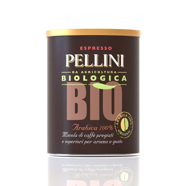 Italian high quality Blend of precious organic coffee ground 100% Arabica coffee 250g tin can for Espresso