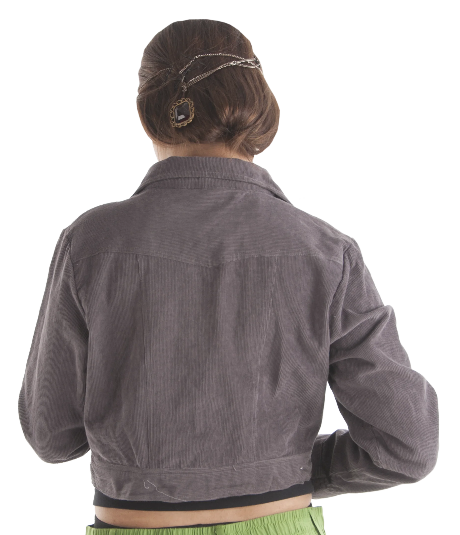 Latest 2024 New Style Corduroy Short Cotton Bomber Jacket with Coat Collars and Buttons for Girls Available at Wholesale Price