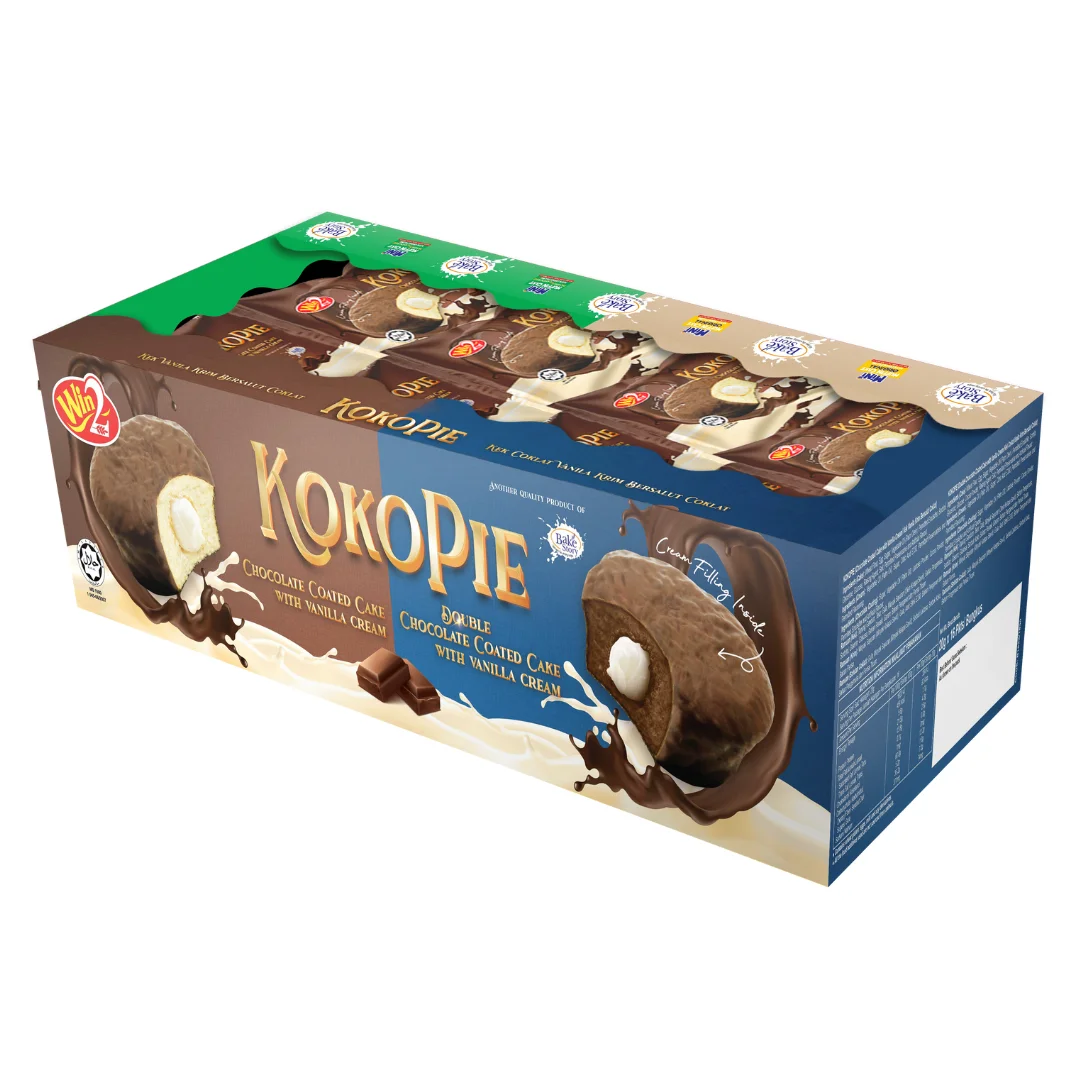 Совершенно новый выпечка Win Kokopie с двойным шоколадным покрытием и ванильным кремом 20 Г x