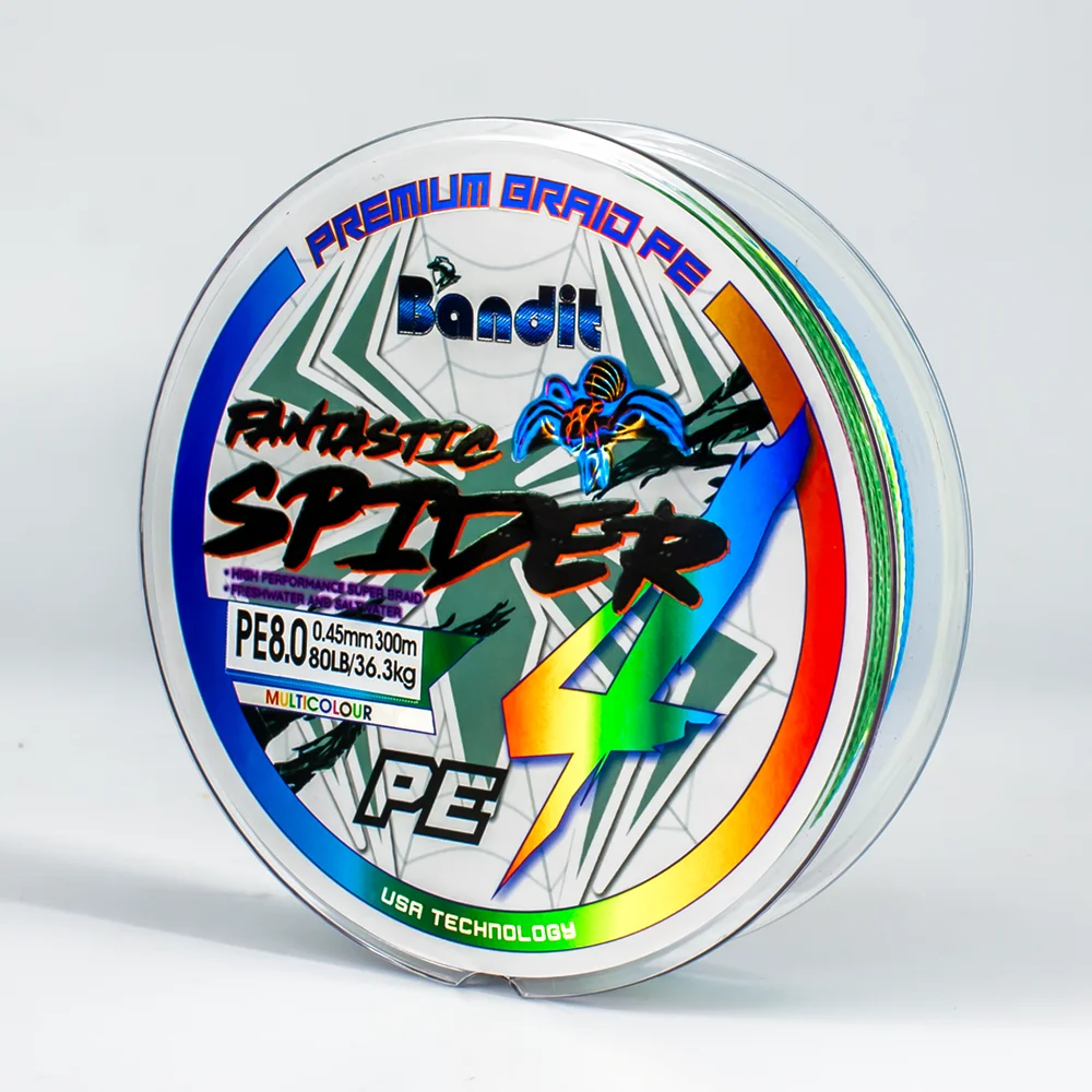 High Power Braid Bandit Fantastic Spider Braided Line Multi Color 300M PE Fishing Line / Tali Pancing Sulam
