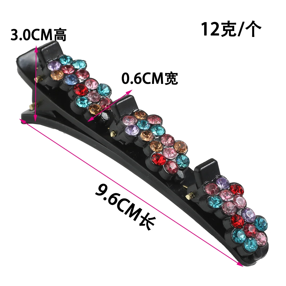 Sparkling crystal stone braided no crease hair clips rhinestone for sectioning women accessories