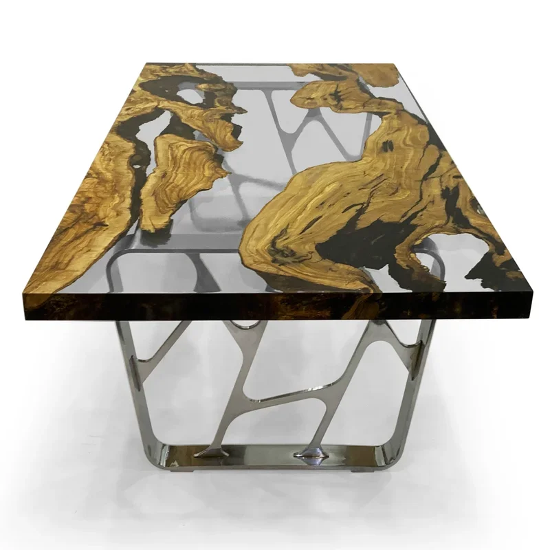 Wooden Coffee Table In Metal Stand In Customized Design And Color Made For Living Room And Hotel Usage