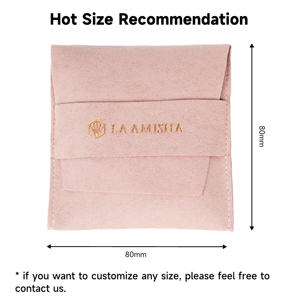 Ivory Microfiber Button Jewelry Pouch With Holder Custom Hot Stamped Suede Envelope Jewelry Pouch