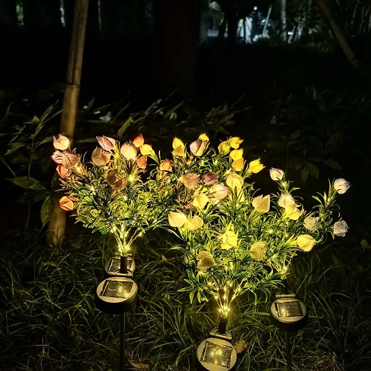 7 Heads IP 65 Waterproof Outdoor solar flower gardenia light for Garden Patio Yard Pathway Decoration