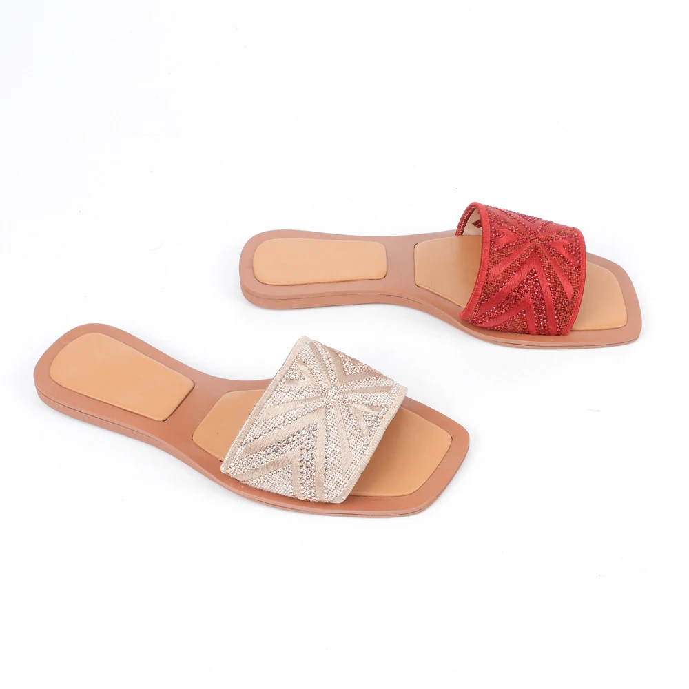 Latest OEM women modern design ladies flat shoes girl customize rhinestone shoes