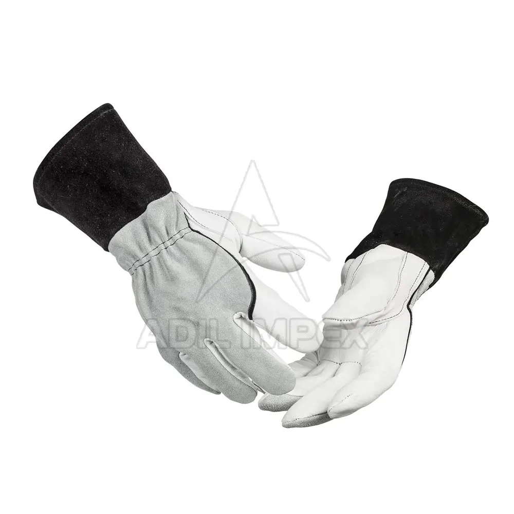 Custom Logo Printed Men Leather Welding Gloves Workwear Cow Split Leather Heat Protection Welding Gloves