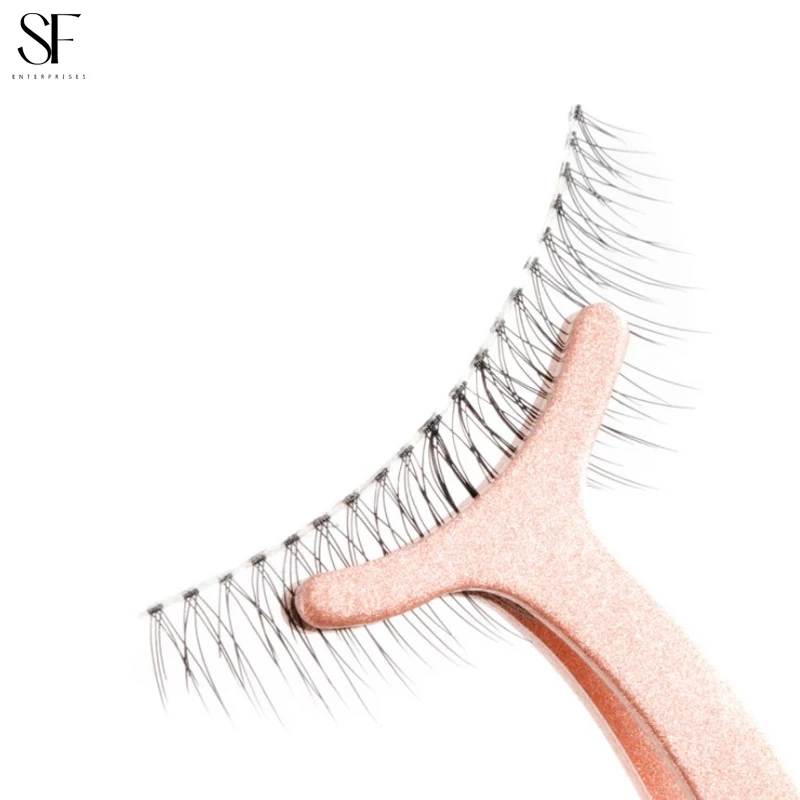Pink blue black gold color eyelash applicator stainless steel custom lash tweezers