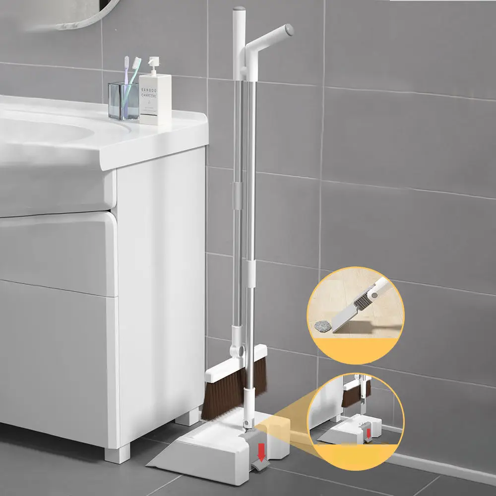 Manufacturer Wholesale Folding Broom And Foldable Dustpan Set With Floor Squeegee Home Standing Upright Sweep Use