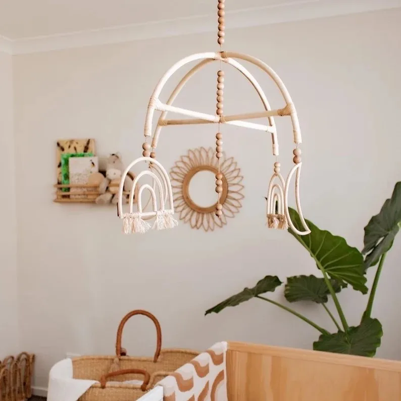 Мобиль для новорожденных подвесная кроватка из натурального ротанга мобиль младенцев