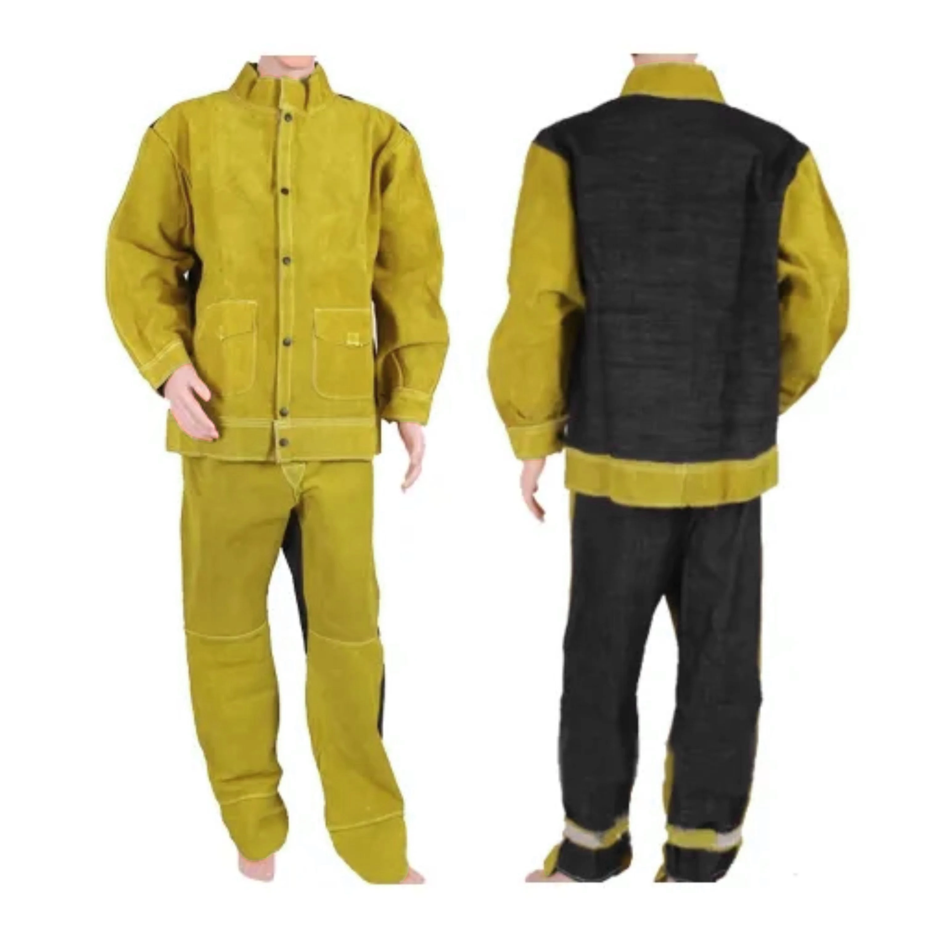 BBQ Welding Cutting Carpenter Cowhide Split Leather Suede Leather Welding Jacket Trousers Protective Suit for Welder