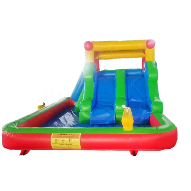 Commercial Waterslide Custom  Inflatable Dual Lane Jumper Water Slide Kids   Inflatable Water Slide With Pool