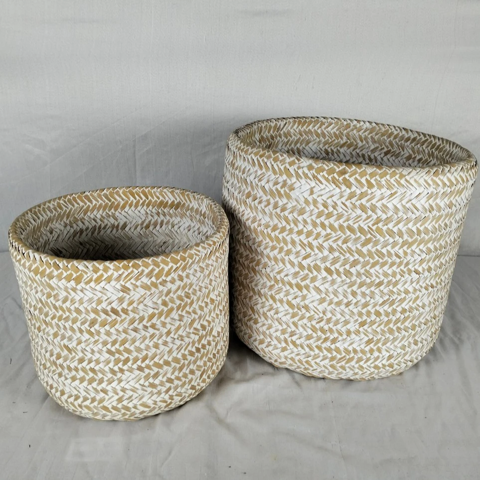 Round Bamboo Basket Unique Color Japan Style Laundry Storage Clothes Fruit Messy Thing By Vitrapro