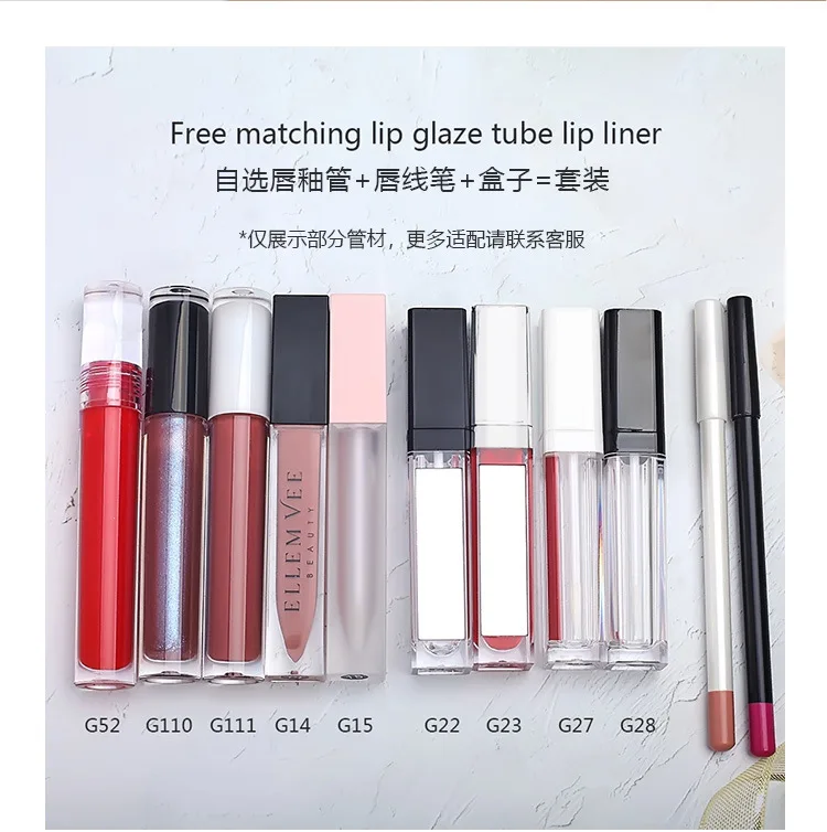 ODM&OEM 2 in 1 Makeup diamond crystal Lipgloss Set With Packaging Box Nude Liquid Lipstick brown lip liner set