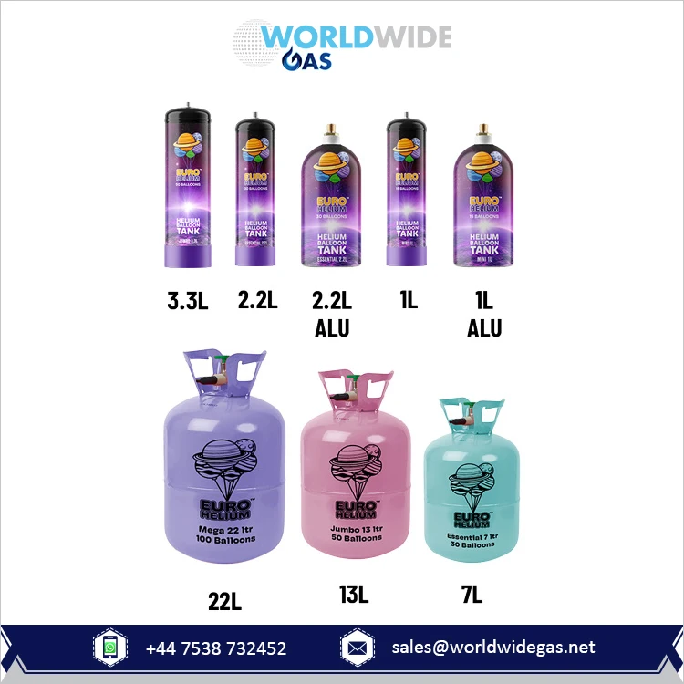 Premium Quality 22L Steel Helium Balloon Gas Cylinders Best Deal on Disposable Europe-Made Balloon Gas with High Low Pressure
