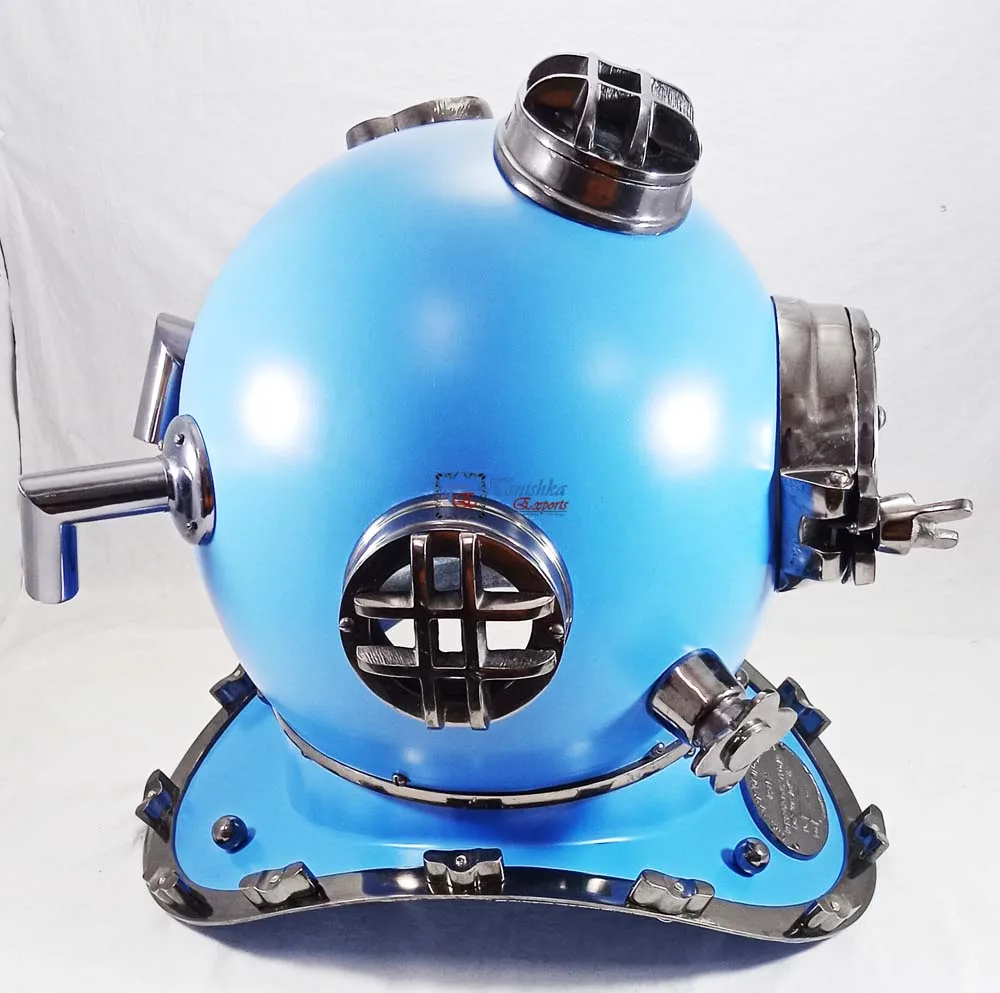 Collectibles U.S Navy Mark V Scuba divers Diving Helmet Nautical Vintage Marine deep sea Blue divers diving helmet