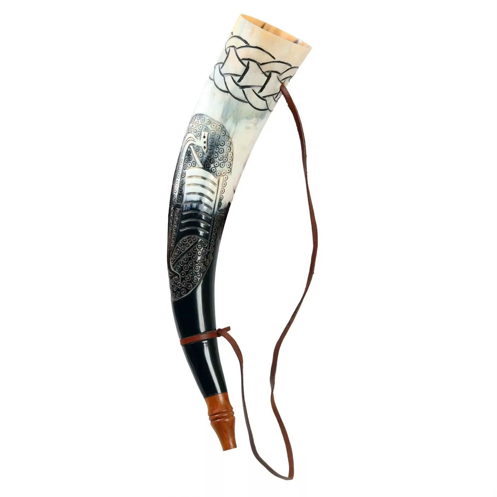 Natural Polished Ram Shofar Horn Indian Handicraft Work of Horn Shofar Crafts for Religious Jewish New Year From India Agate
