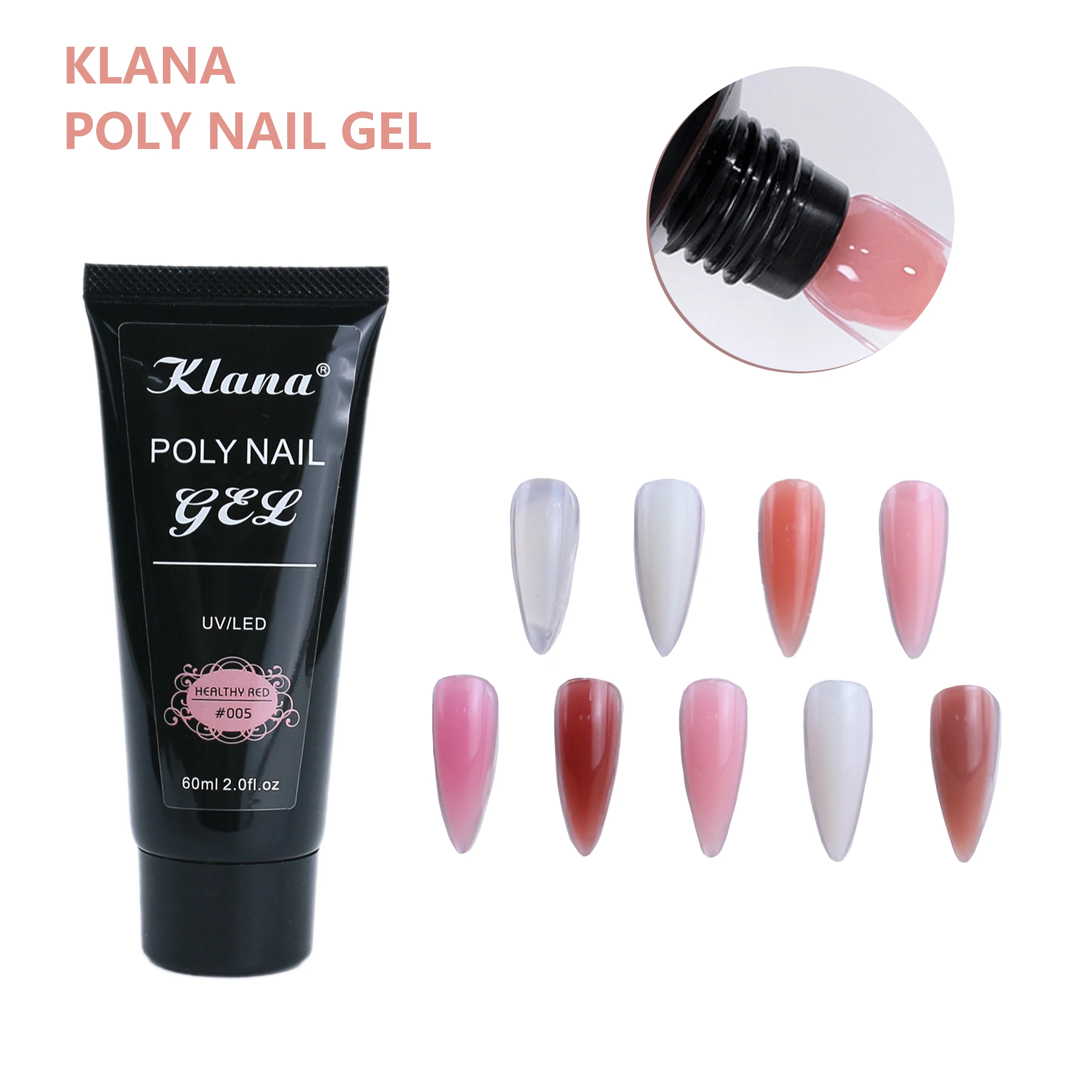 KLANA 60ml Free sample gel factory Hot Sales Professional Manufacturer poly gel nail extension tube
