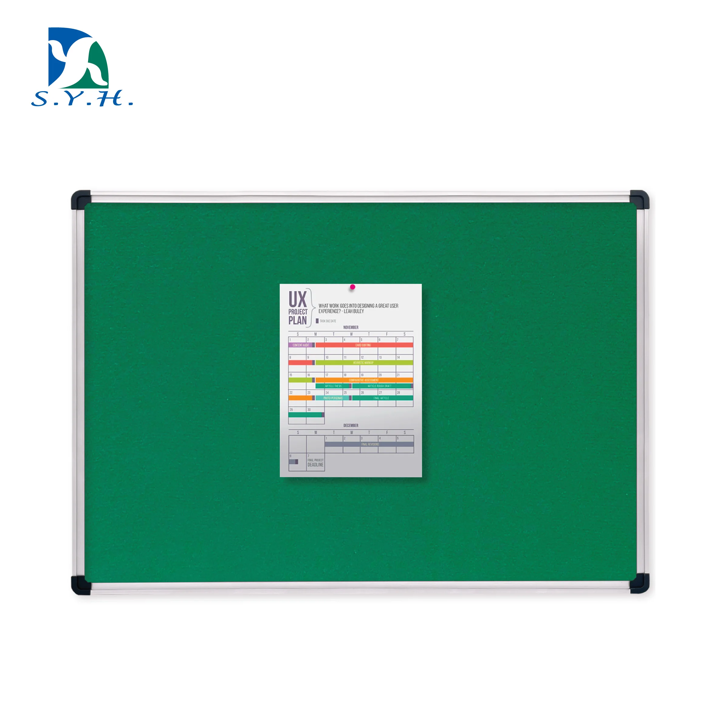 Aluminum Frame Green Fabric Pin Bulletin Board  Board