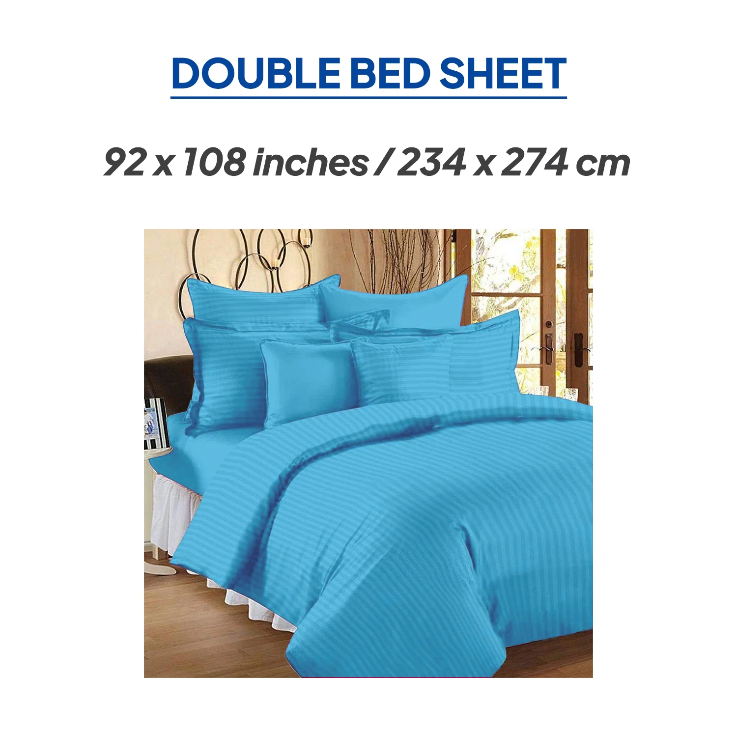 420 TC Striped Pure Cotton Bedsheet Premium White Striped Bed Sheet