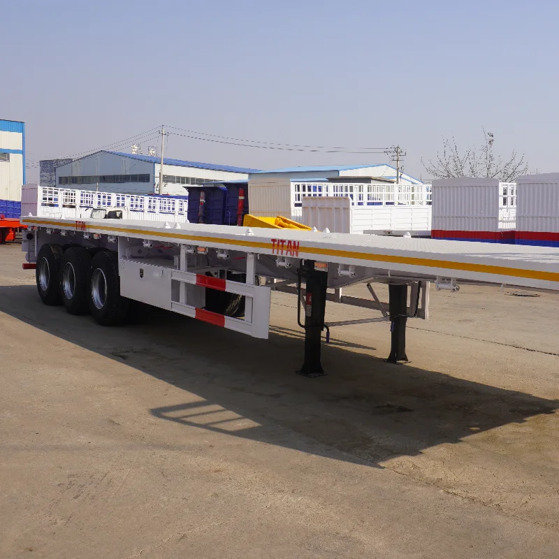 TITAN 3 Axles 40 Foot 60 Tons Flatbed Semi Trailer Tri Axle Trailer For Sale Near Me