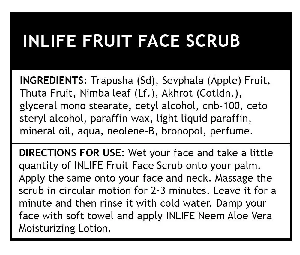 INLIFE Fruit Face Scrub (100g Pack) Paraben Free - GMP Certified Manufacturing Facility