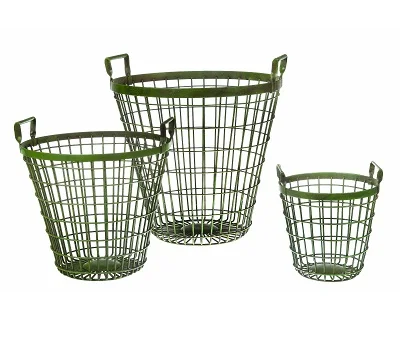 Wire Decorative Storage Baskets Modern Set 2 Handcraft Metal Wire Storage Baskets fruits and vegetables storage basket set
