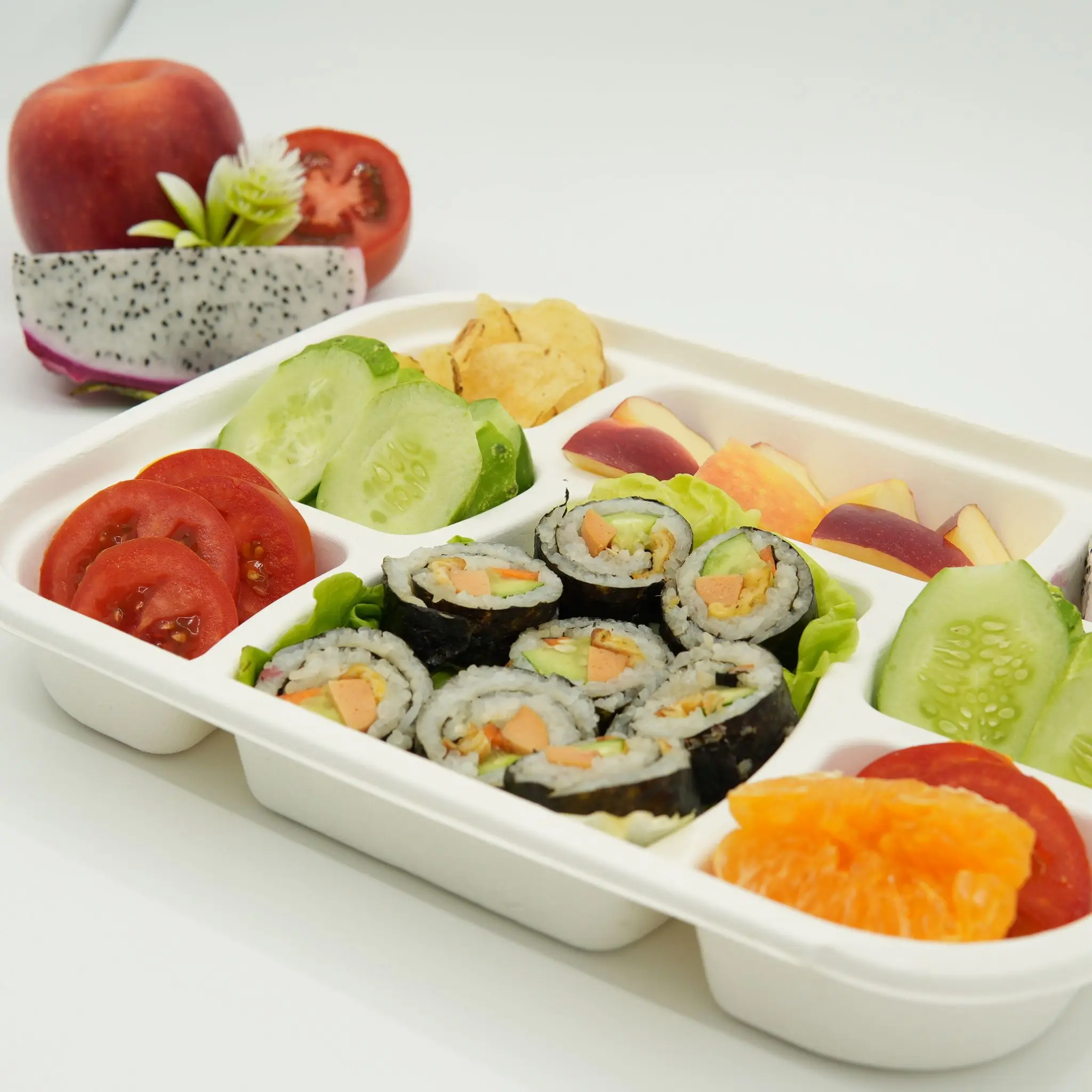 Vietnam Manufacturer New Design Wholesale Disposable Food Container 8 Compartment Corn Starch Degradable Food Packing Box