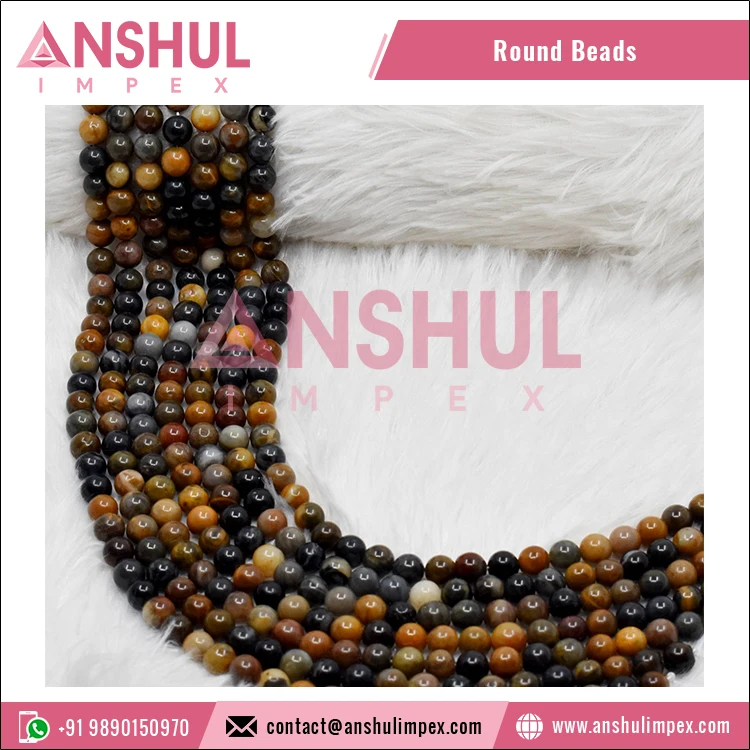 Top Quality Glossy Natural Stone Petrified Wood Custom 10mm Round Beads Loose Jewelry Beads for Bracelet Making