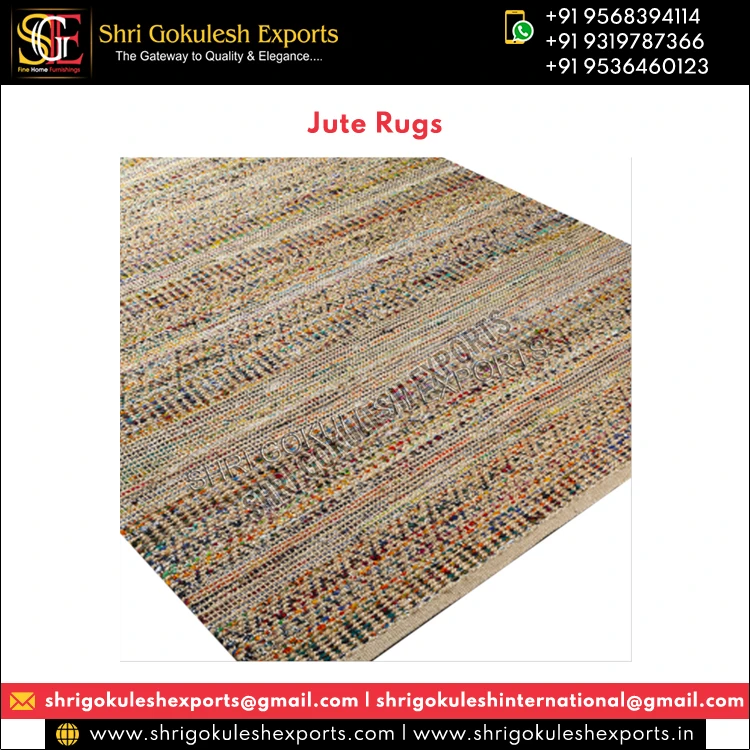 Best Wholesale Deal on Highest Quality Multicolor Handmade Woven 100% Natural Fiber Jute Rug for Floor Living Rooms