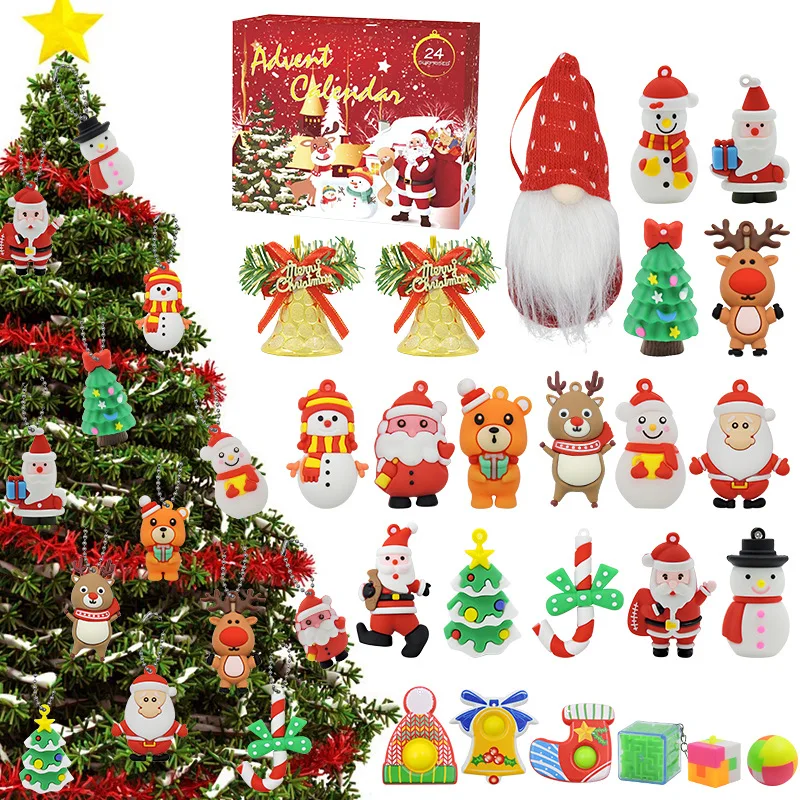 Wholesale Support Customization 24 pcs 25pcs Christmas Gifts Blind Box Popper Sensory Fidget Toy Advent Calendar Christmas Toys