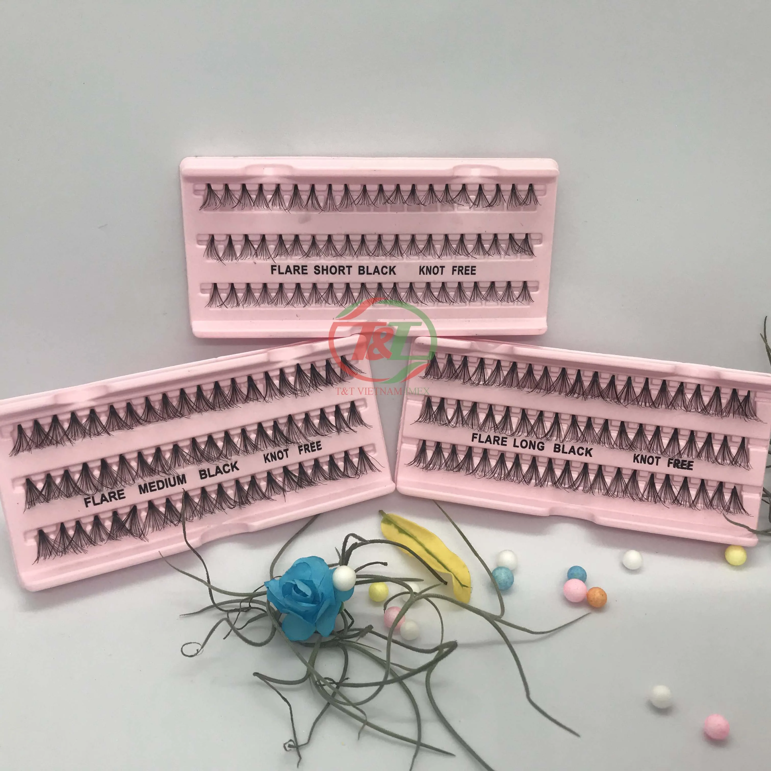 Wholesale good price Vietnam flare eyelash knot free mink silk individual false lashes cluster eyelash