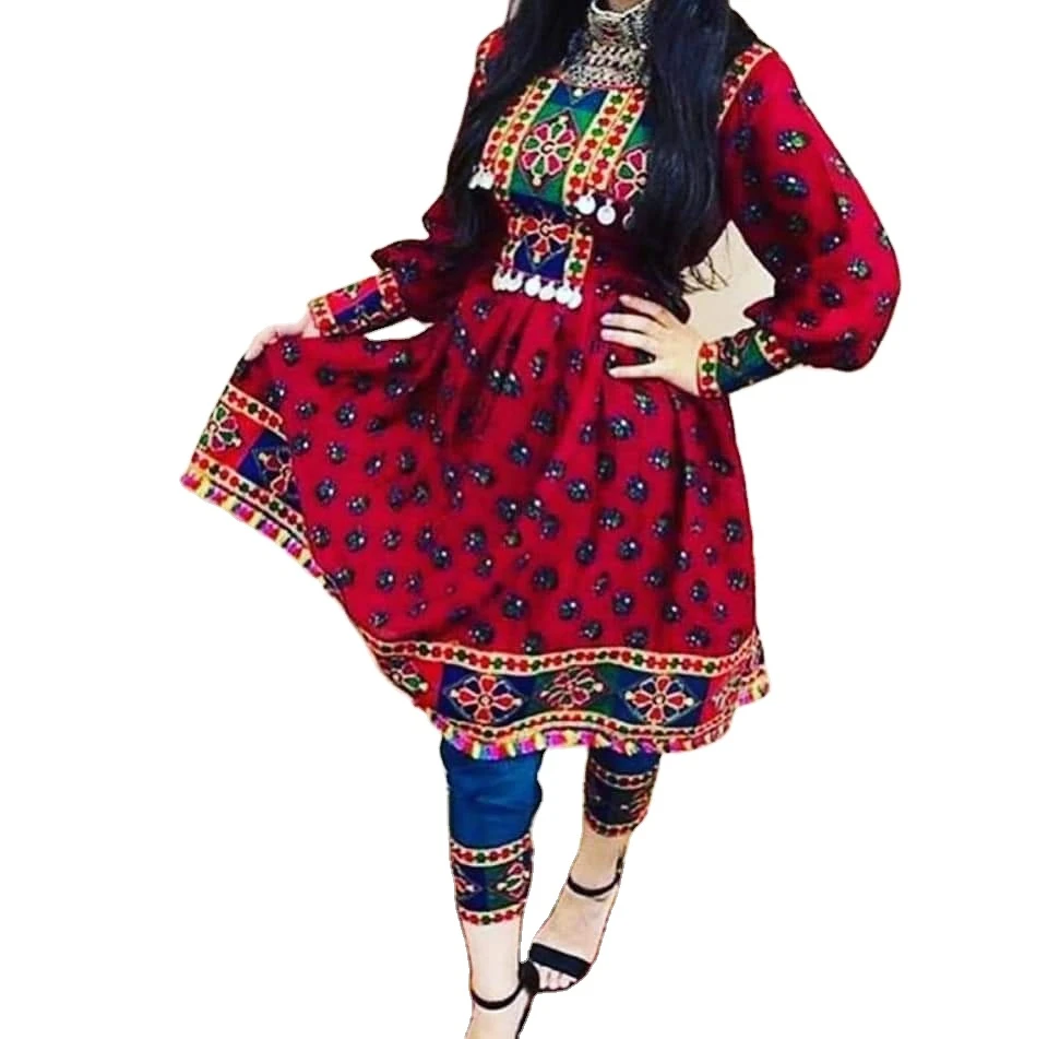 Afghan Kuchi Dress With Handmade Tribal Traditional Embroidered Dress For Women 2024 Afghan Kuchi Festival Dress Pashtun Culture