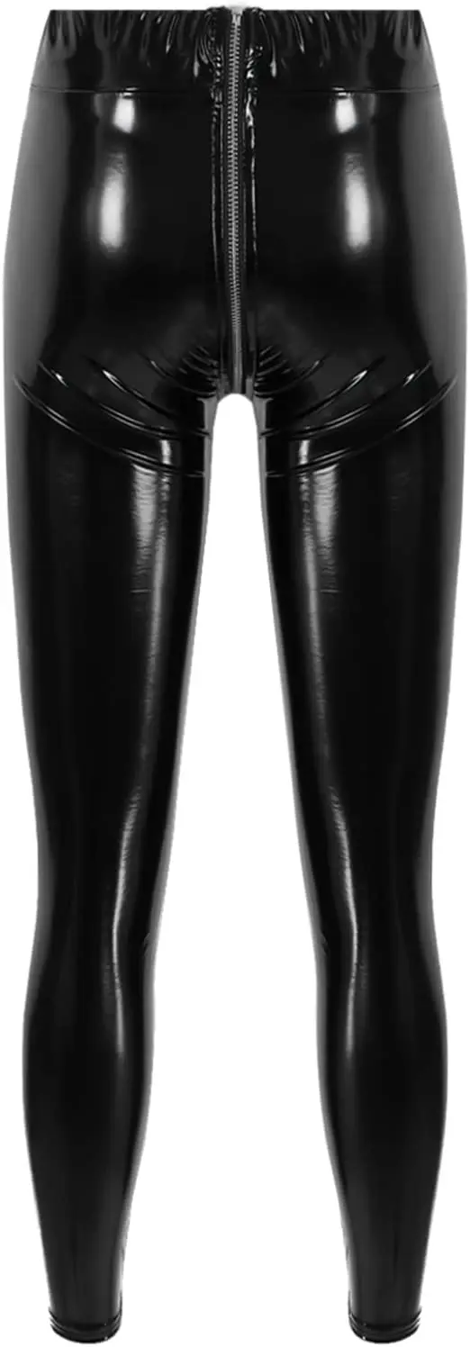 Women Sexy Zipper Open Crotch Pencil Pants Faux Leather Leggings Gothic Capris Pencil Pants/High quality women leather pants