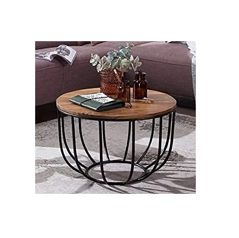 Outdoor Garden Wood Round Metal Bedroom Restaurant decor table  Coffee High Quality Metal Round Side Table With Metal