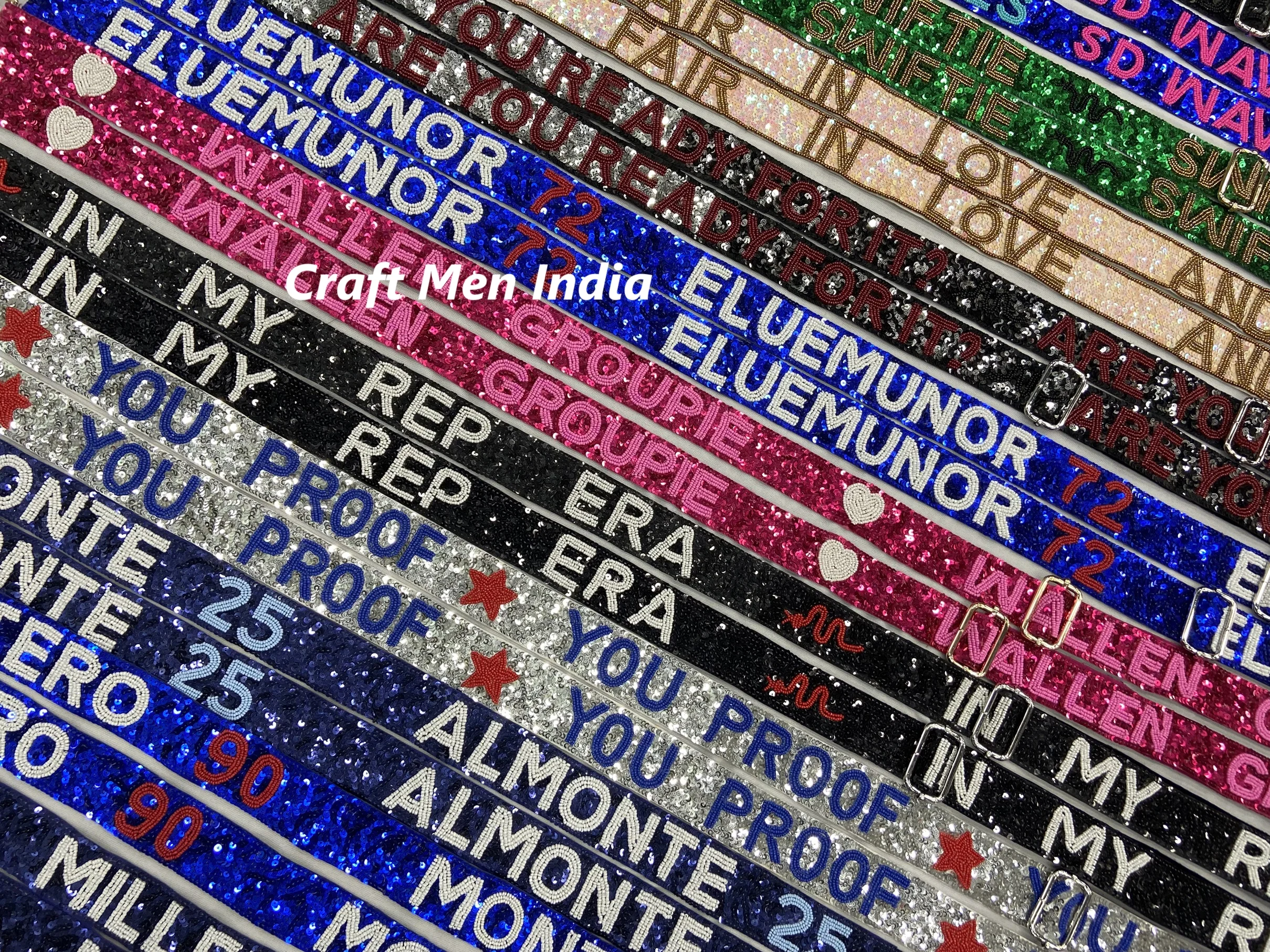 New Arrival Handmade Designer Ladies Beaded Mobile Phone strap Seed Bead Guitar Strap Game Day Strap Clear bag Strap Wholesale