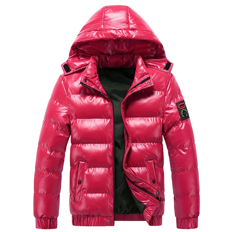 Wholesale Warm Thicken Full Zip up Water Proof Puff Jacket Warm Winter Plain Quilted Hooded Padded Outwear Men Zip up  All Sizes